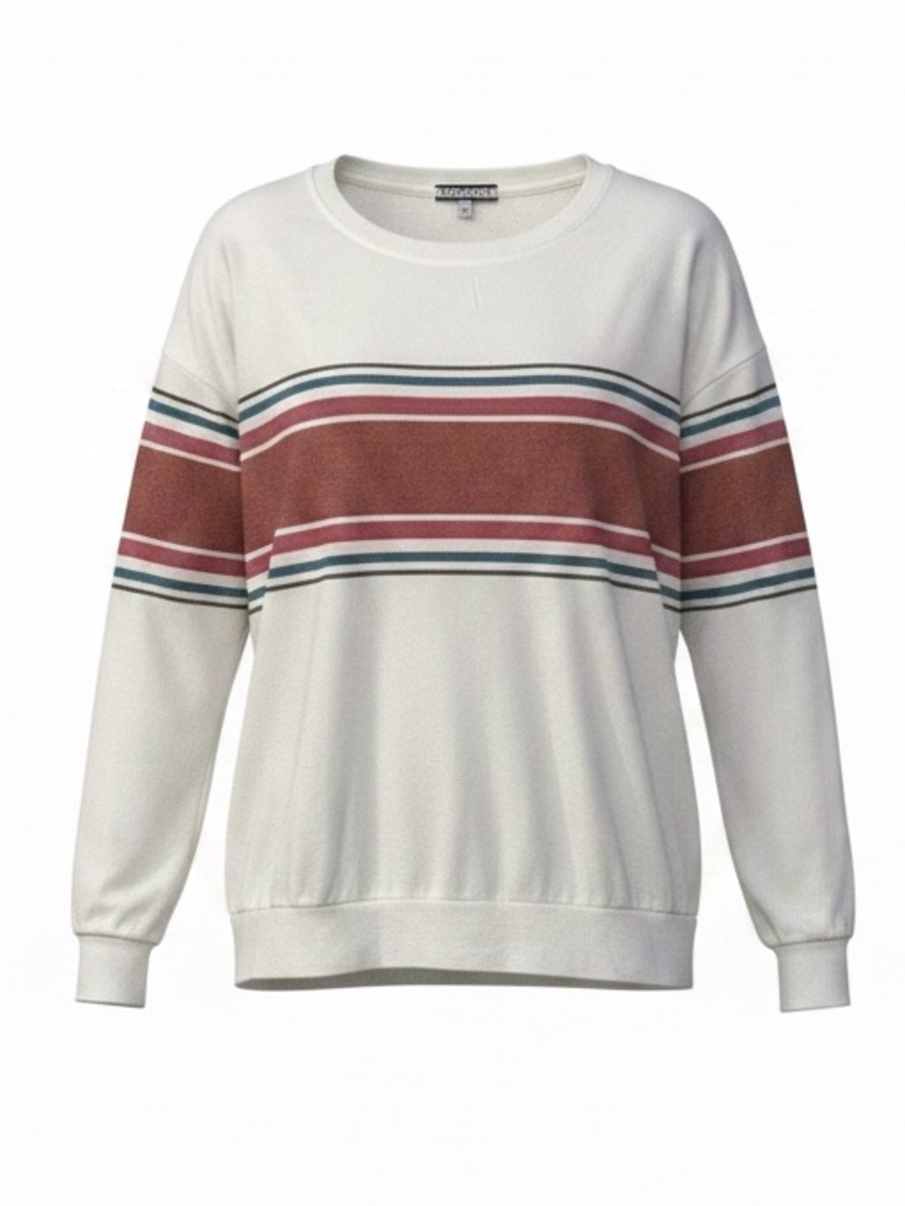 P.J. Salvage Soft Brushed Sweater - White with Multicolored Stripes